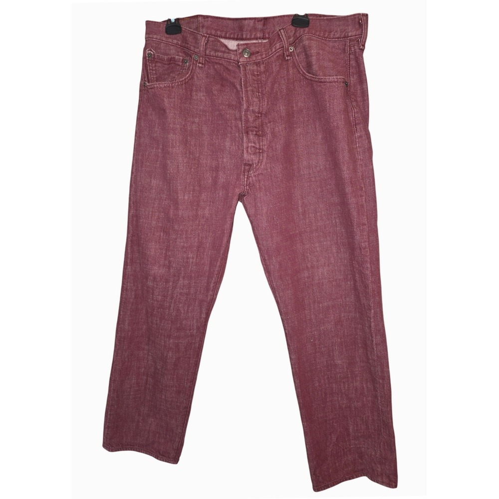 Levi Strauss 501 Red Denim Button Fly Jeans Mens W40 L32 Casual Wear